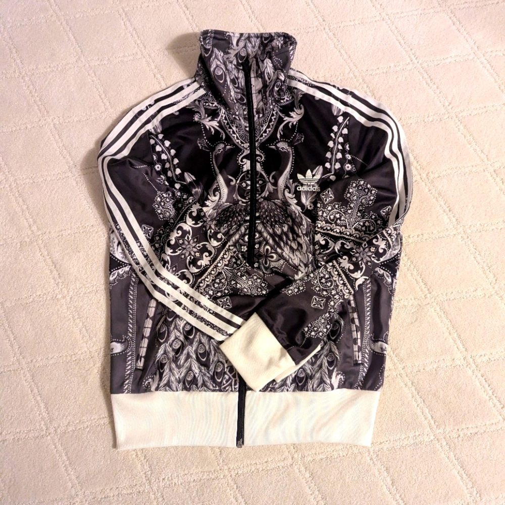 Adidas Black and White Track Jacket, Size M